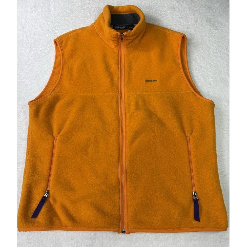 Vintage 1998 Patagonia Vest Synchilla Fleece Full Zip Orange Mens Large USA Made